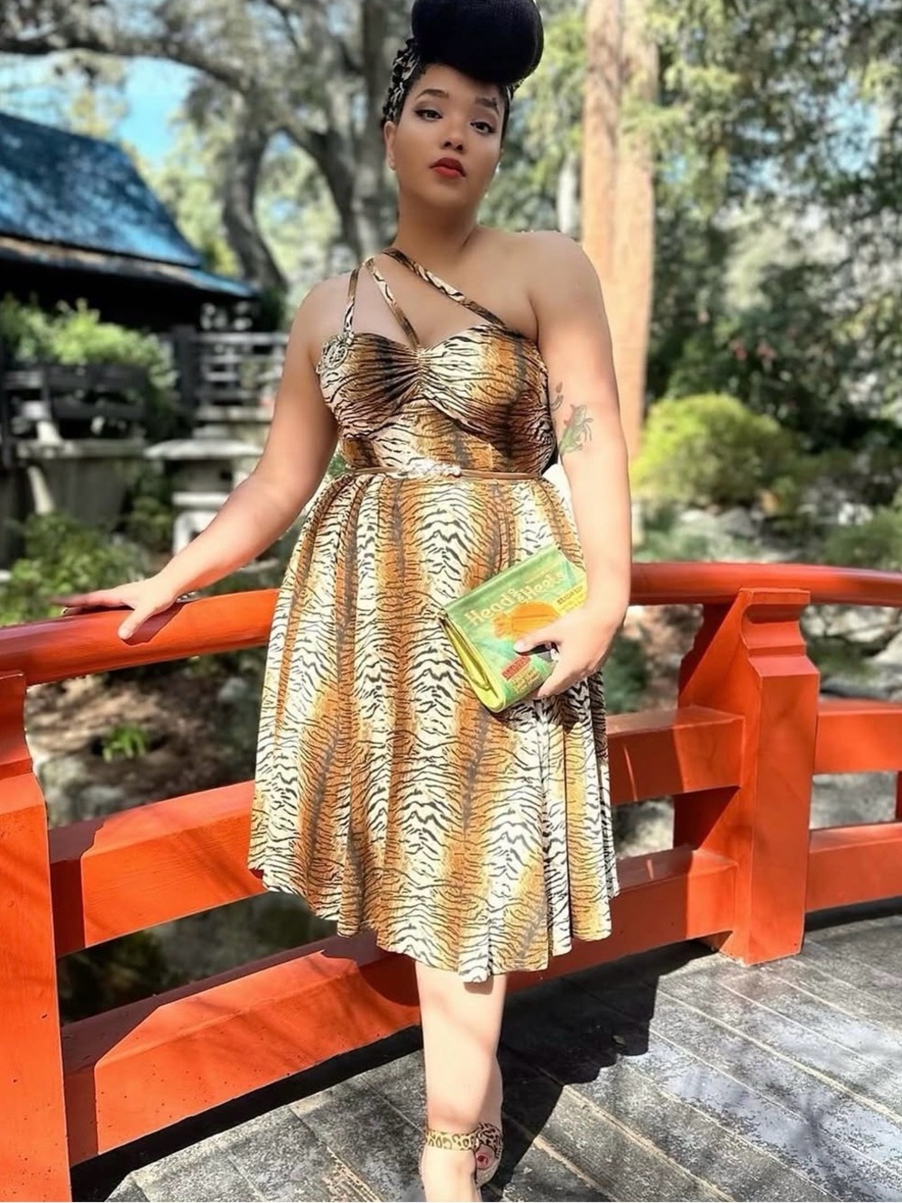 Elle Rebel Jungle Jive Animal Print Swing Dress, Sz S